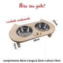 Comedouro e Bebedouro Pet para Cães e Gatos Elevado com 2 Potes Tam P